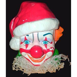 Rare Enesco Santa Clown Coin Bank Ceramic Christmas Decoration